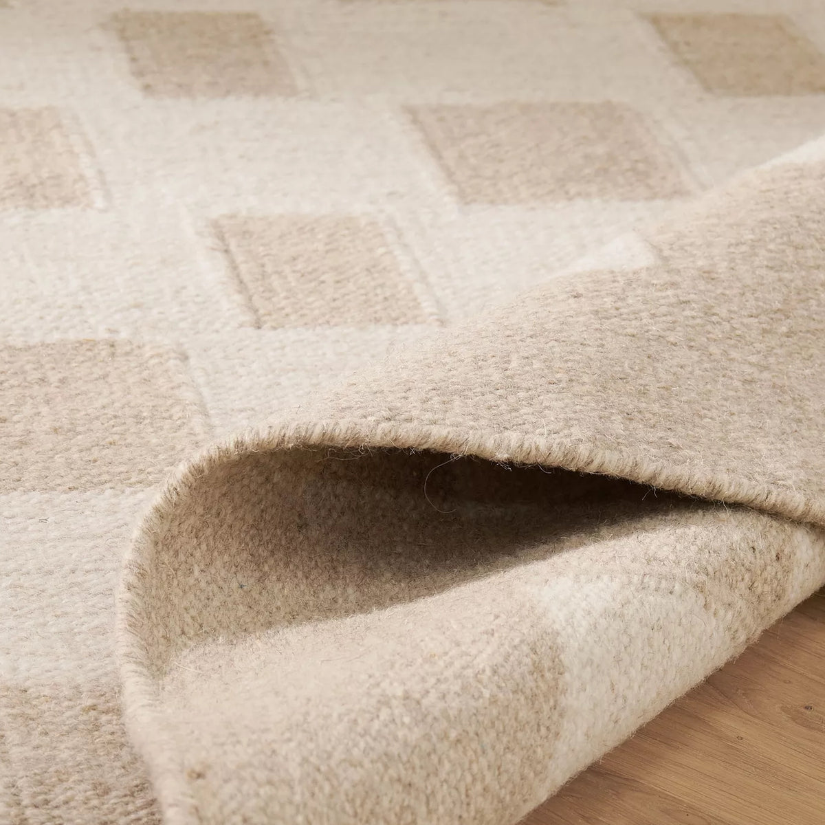 Handwoven Beige Ivory: Bauhaus Plaid Scandinavian Modern Minimalist Design