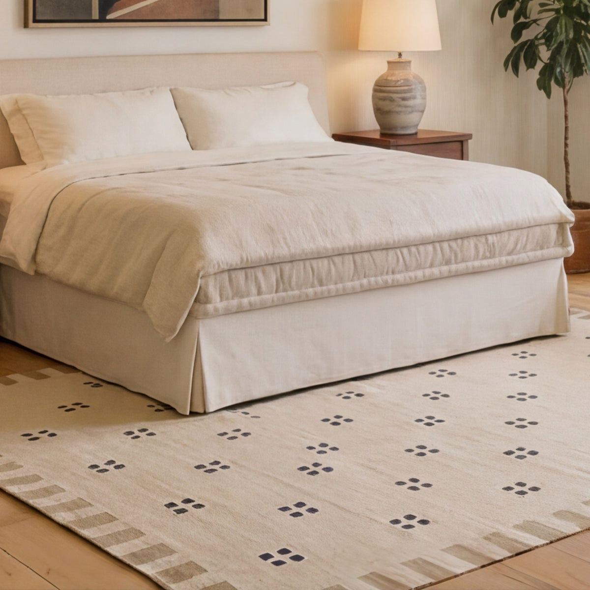 Tapis moderne géométrique pour salon, design scandinave, olive, rouille et rose