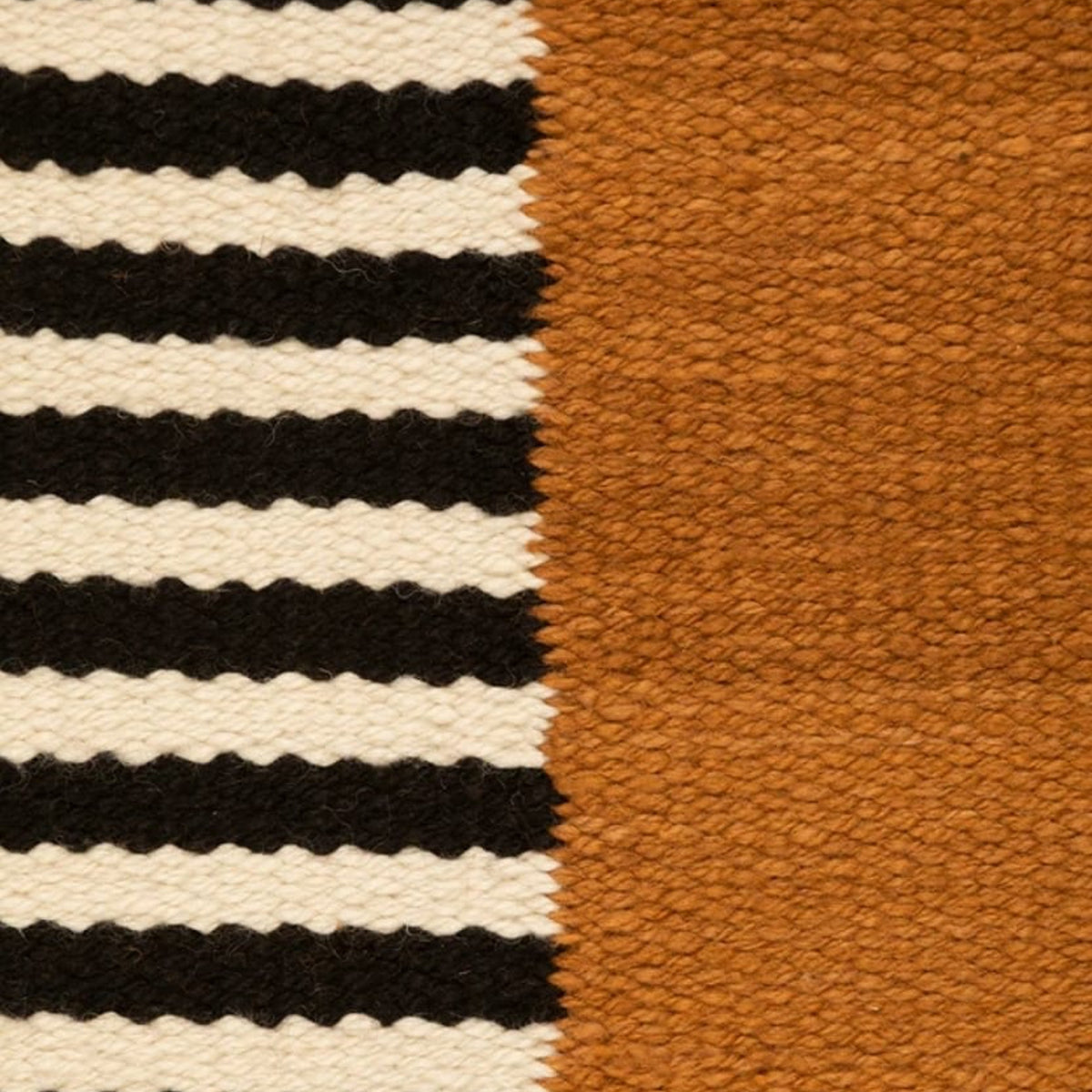 Copper Ivory Black Handwoven Pure Wool Rug