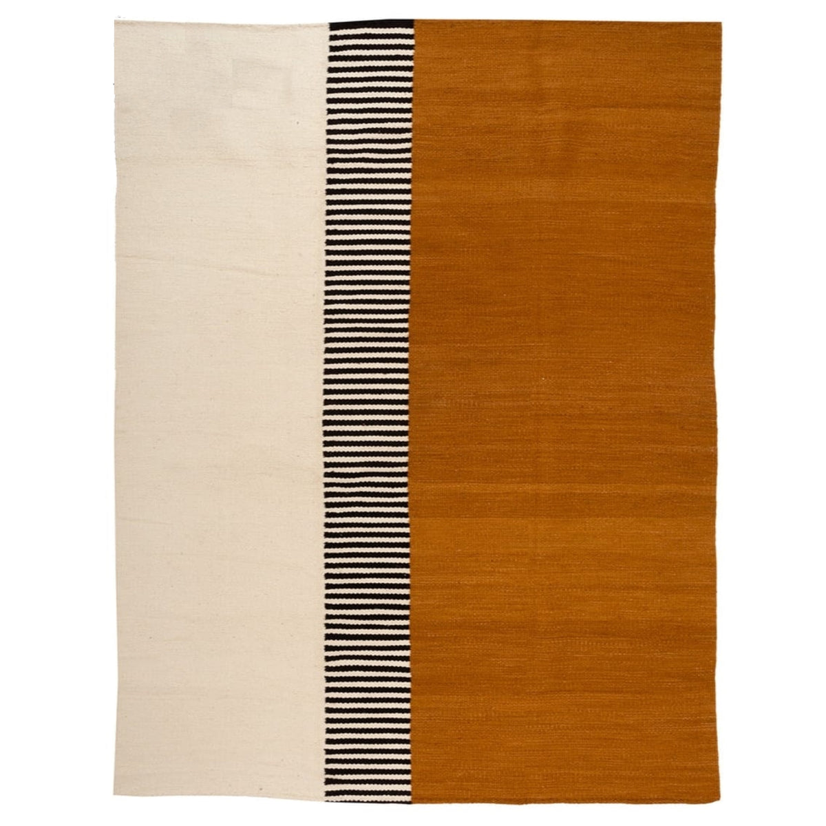 Copper Ivory Black Handwoven Pure Wool Rug