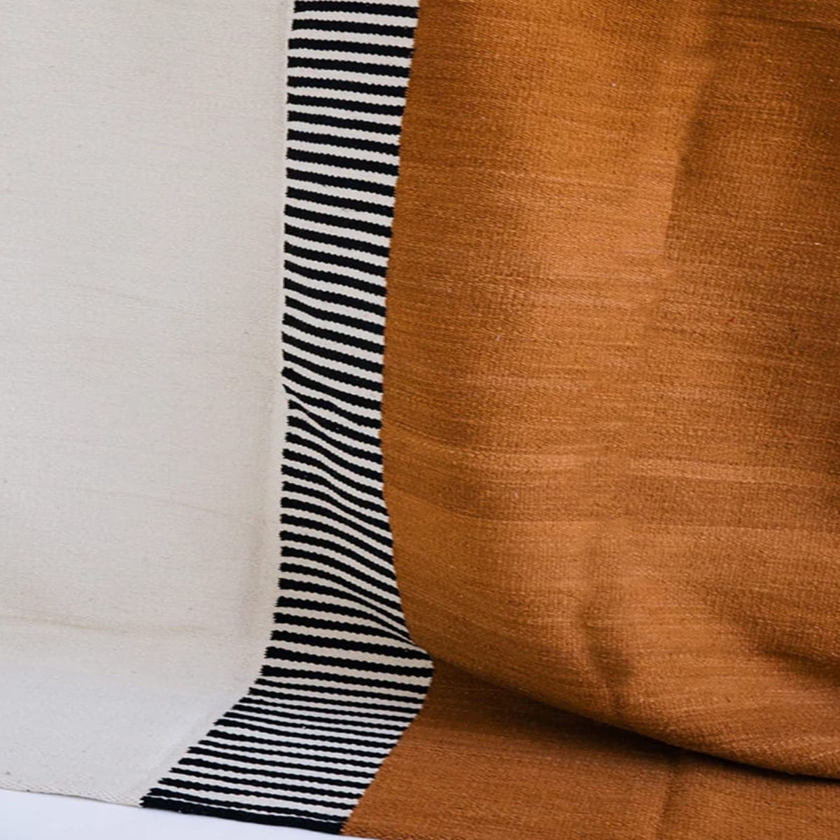 Copper Ivory Black Handwoven Pure Wool Rug