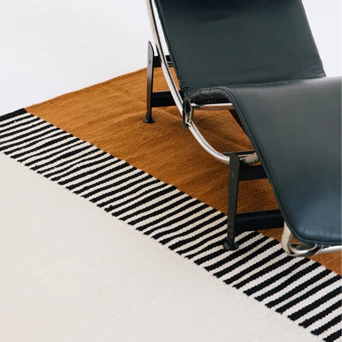 Copper Ivory Black Handwoven Pure Wool Rug