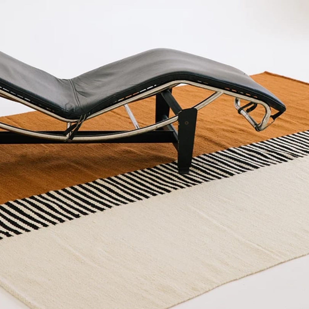 Copper Ivory Black Handwoven Pure Wool Rug