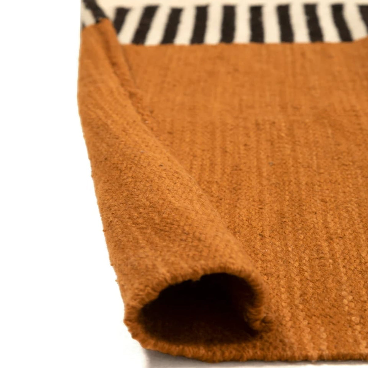 Copper Ivory Black Handwoven Pure Wool Rug