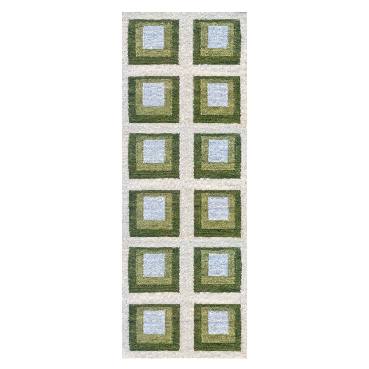 Bespoke Minimalist Green Blue Beige Handwoven Scandinavian Design Geometric Flat Weave Area Rug