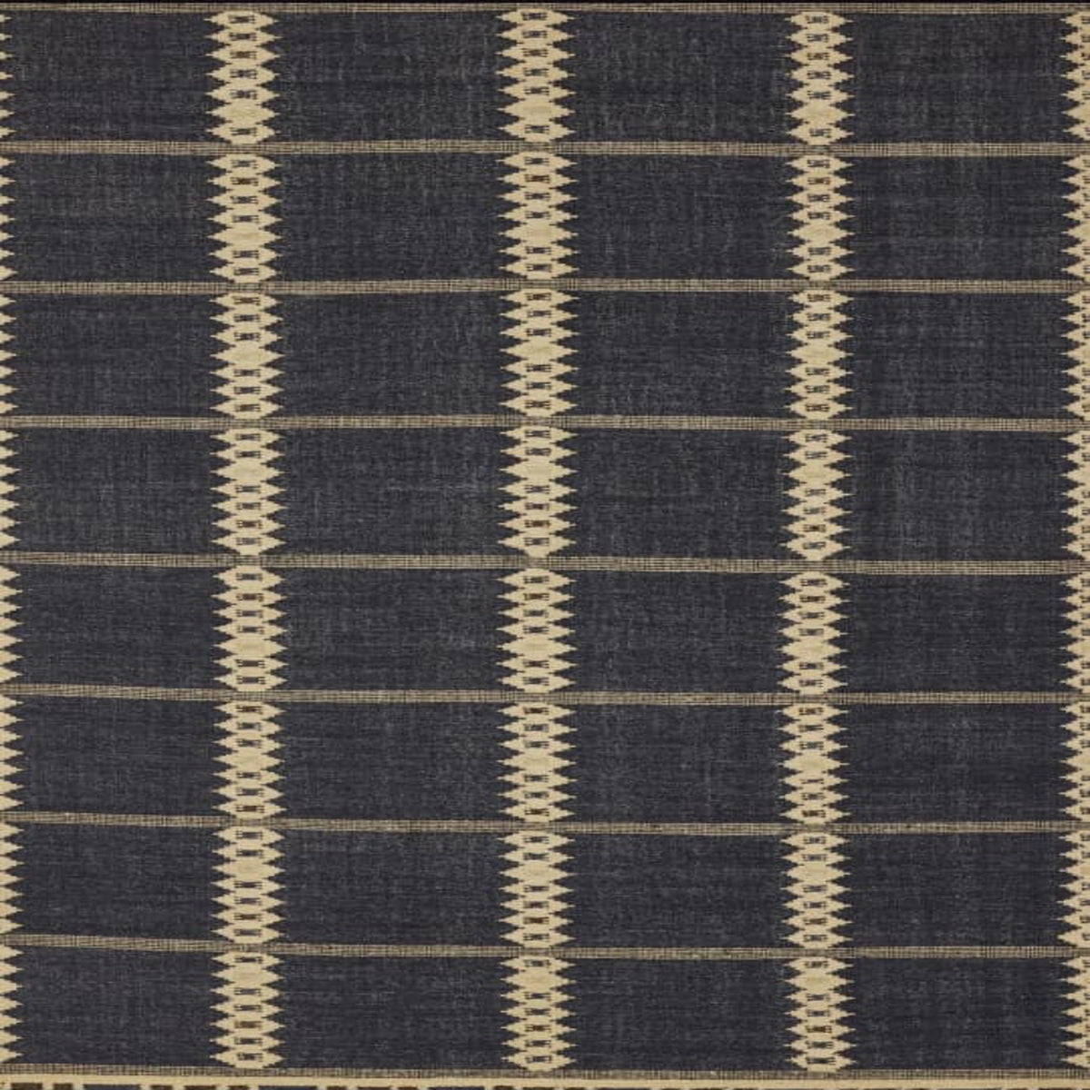 Aged Indigo-Blue and Beige Handwoven Wool Area Rug