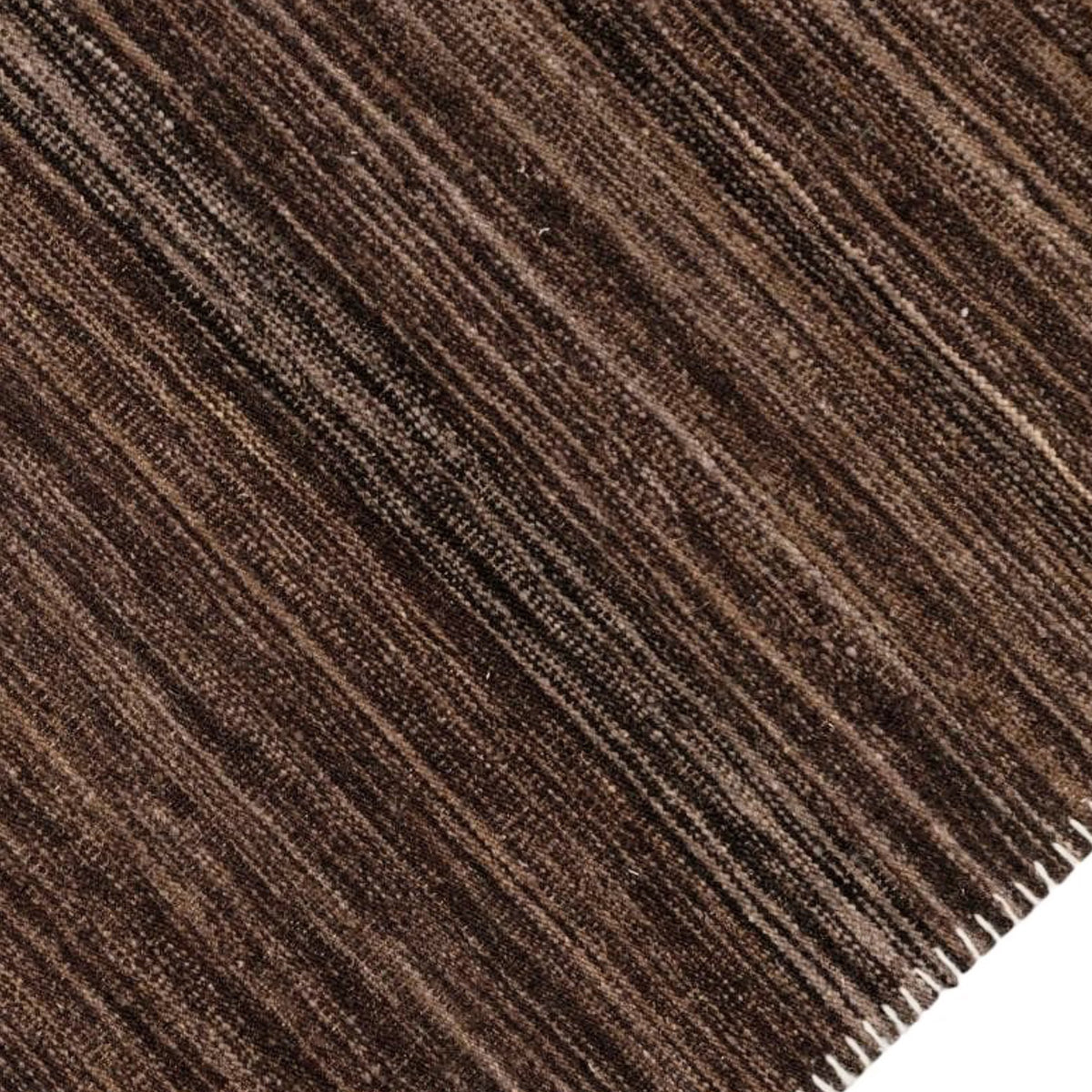 Brown Natural Undyed Hand-spun Wool Flatweave Area Rug