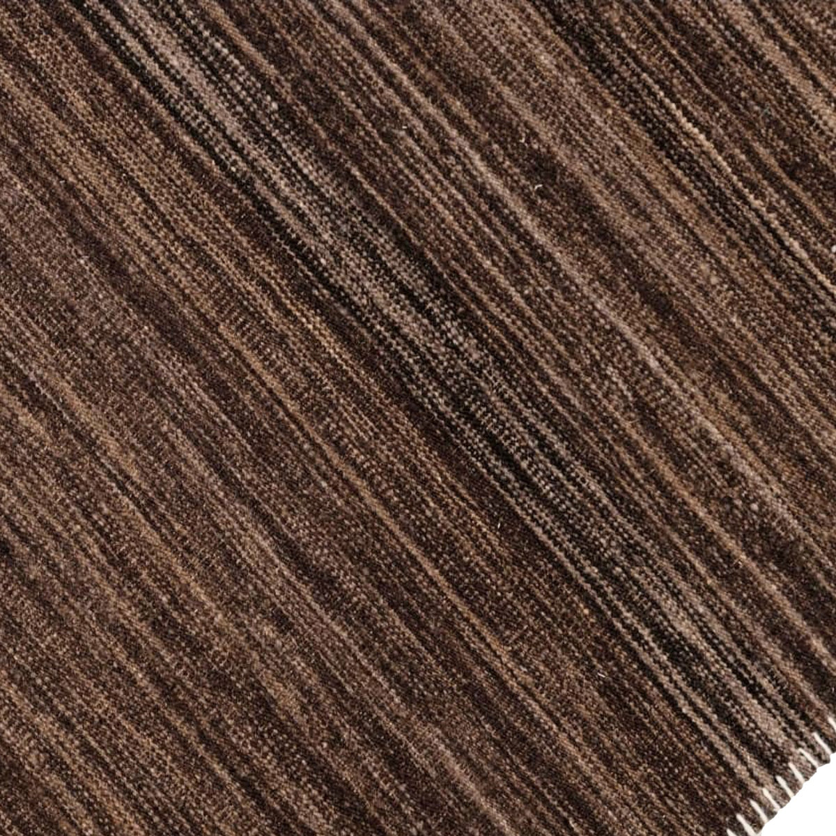 Brown Natural Undyed Hand-spun Wool Flatweave Area Rug