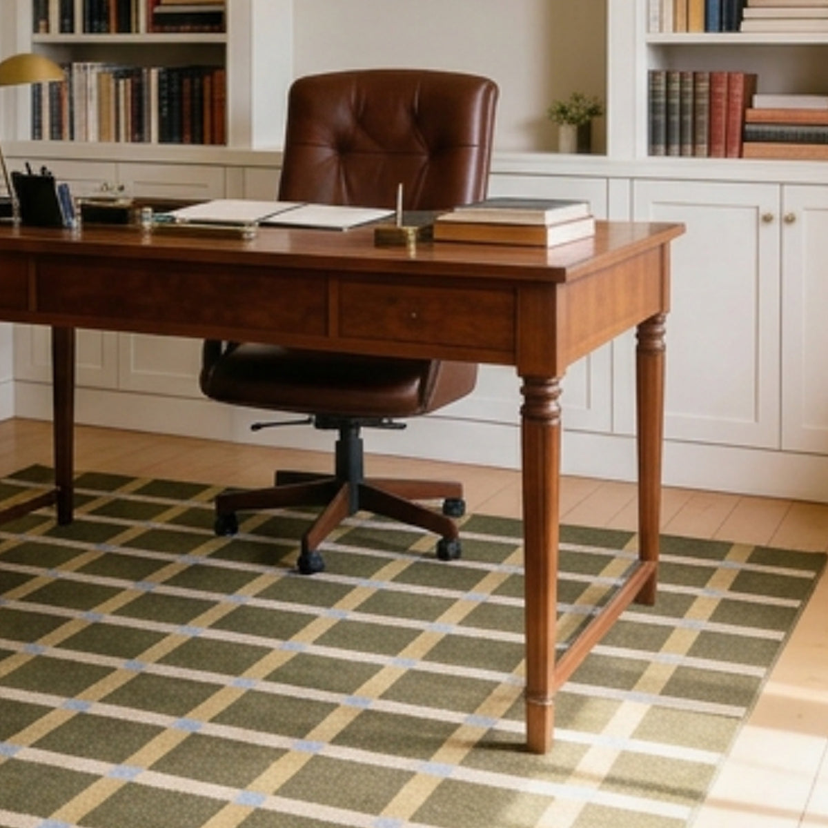 Handwoven Olive Beige Blue Chic Wool rug. Swedish Scandinavian Modern Minimalist Design