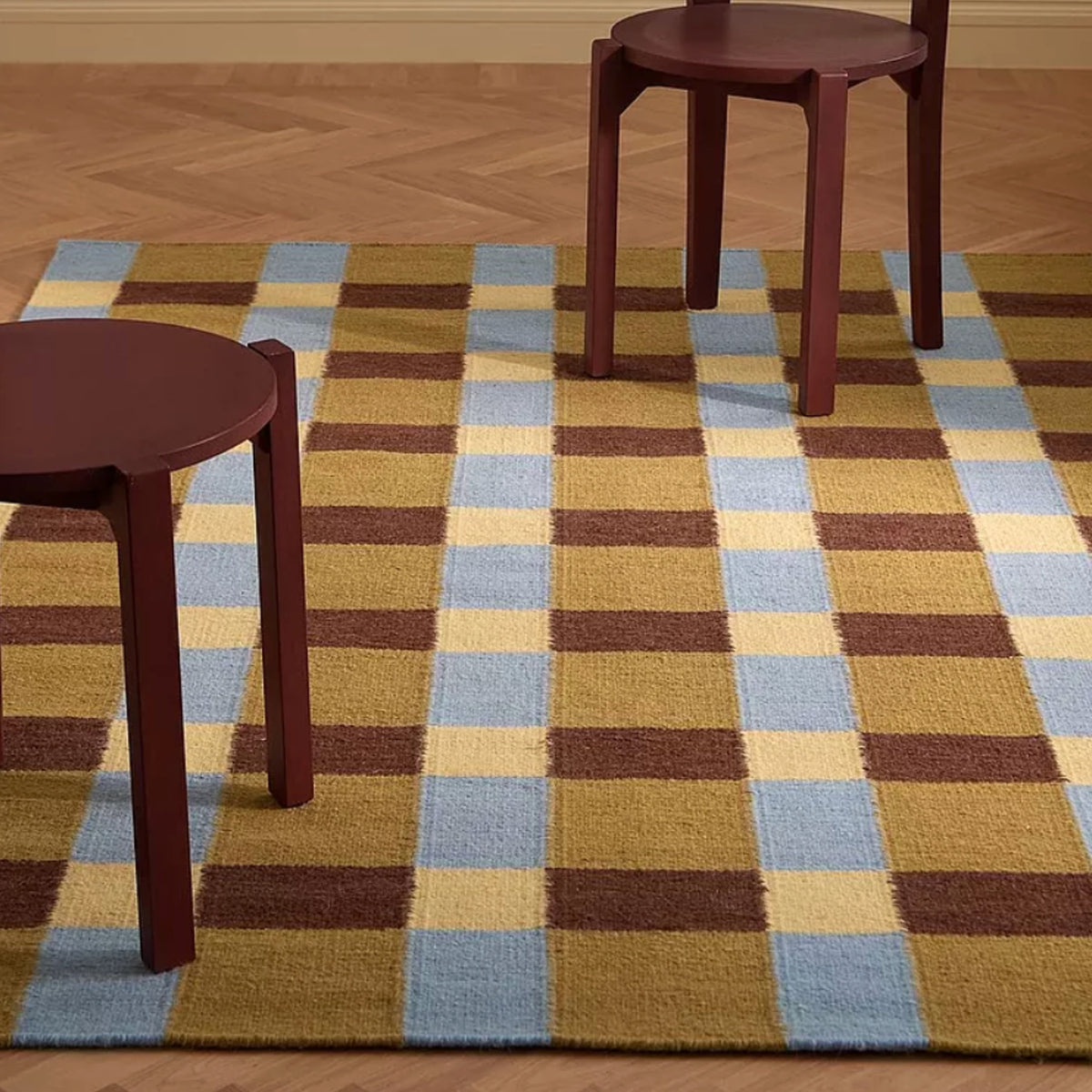 Tapis moderne géométrique pour salon, design scandinave, olive, rouille et rose