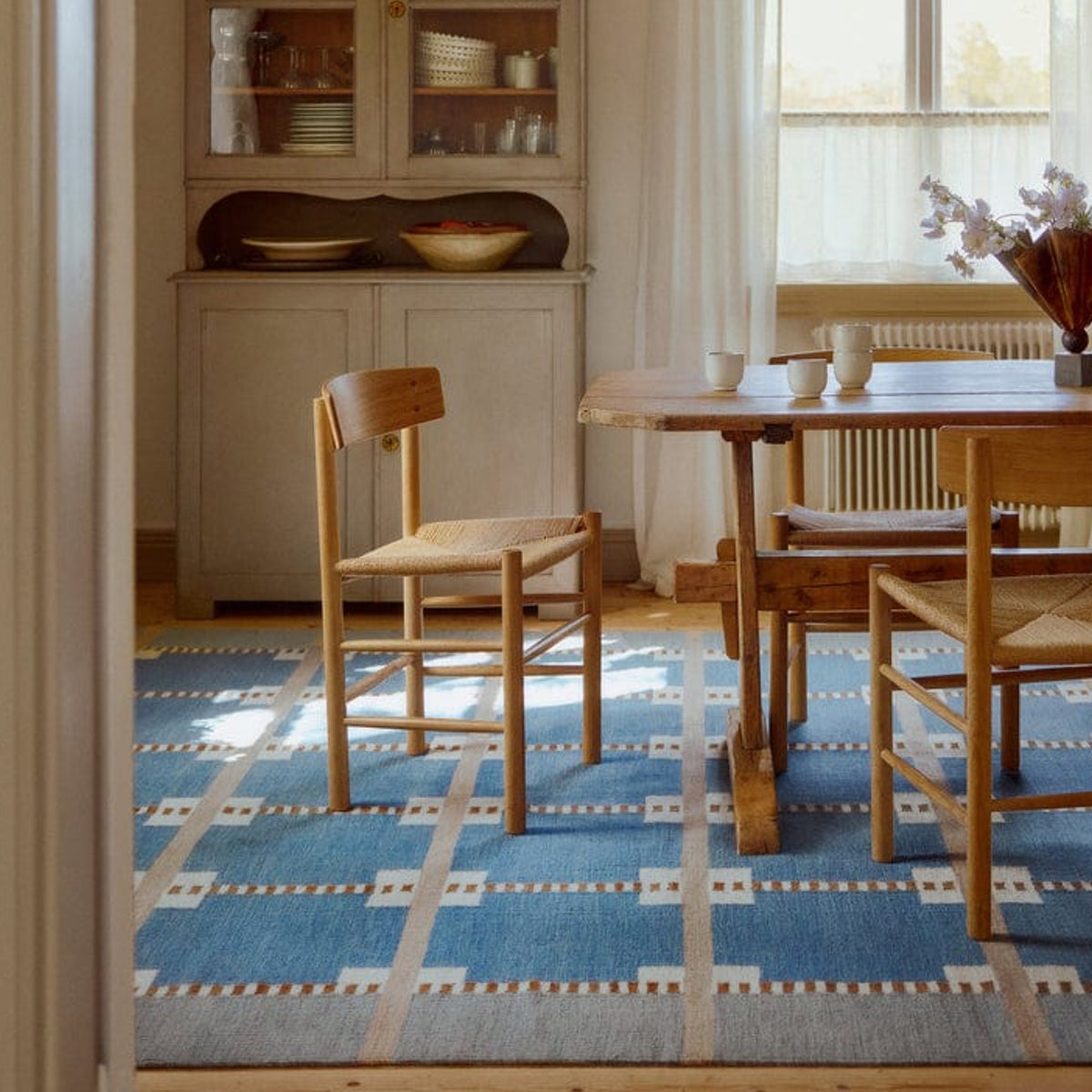 Tapis moderne géométrique pour salon, design scandinave, olive, rouille et rose