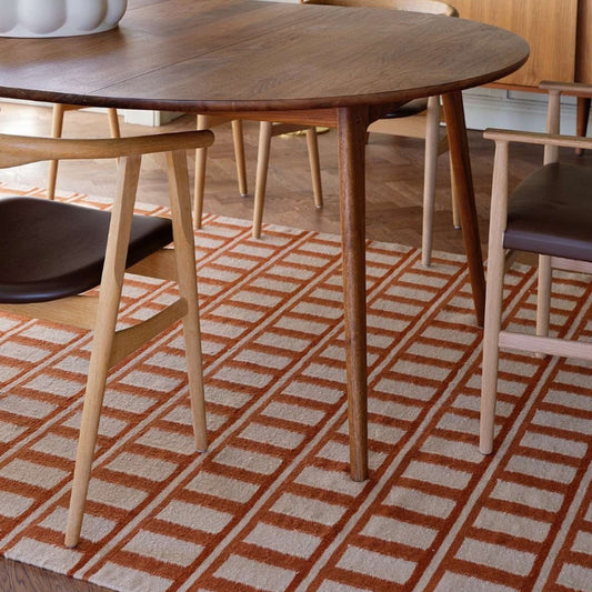 Rust and Beige Geometric Handwoven Wool Rug