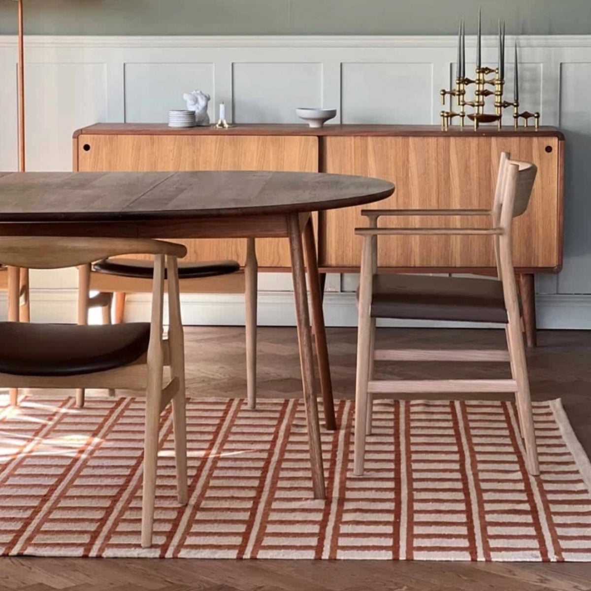 Rust and Beige Geometric Handwoven Wool Rug