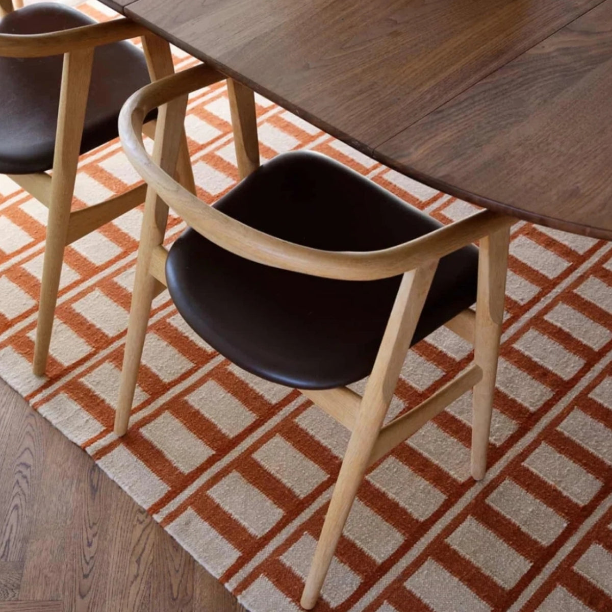 Rust and Beige Geometric Handwoven Wool Rug