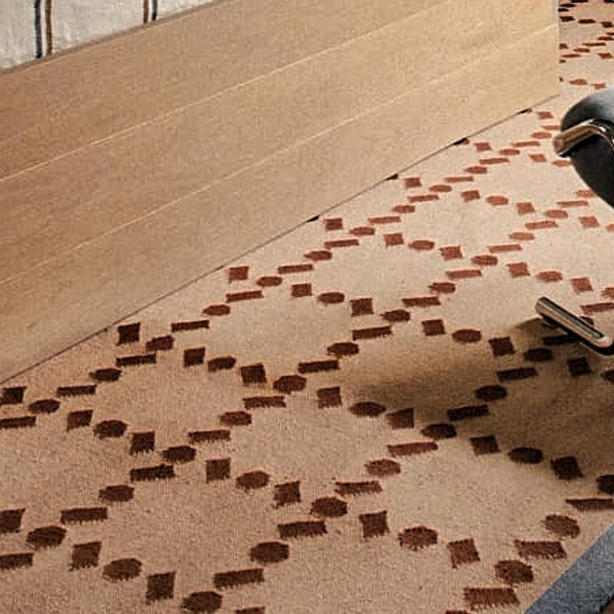 Blue Beige Rust Handwoven Scandinavian Design Wool Rug