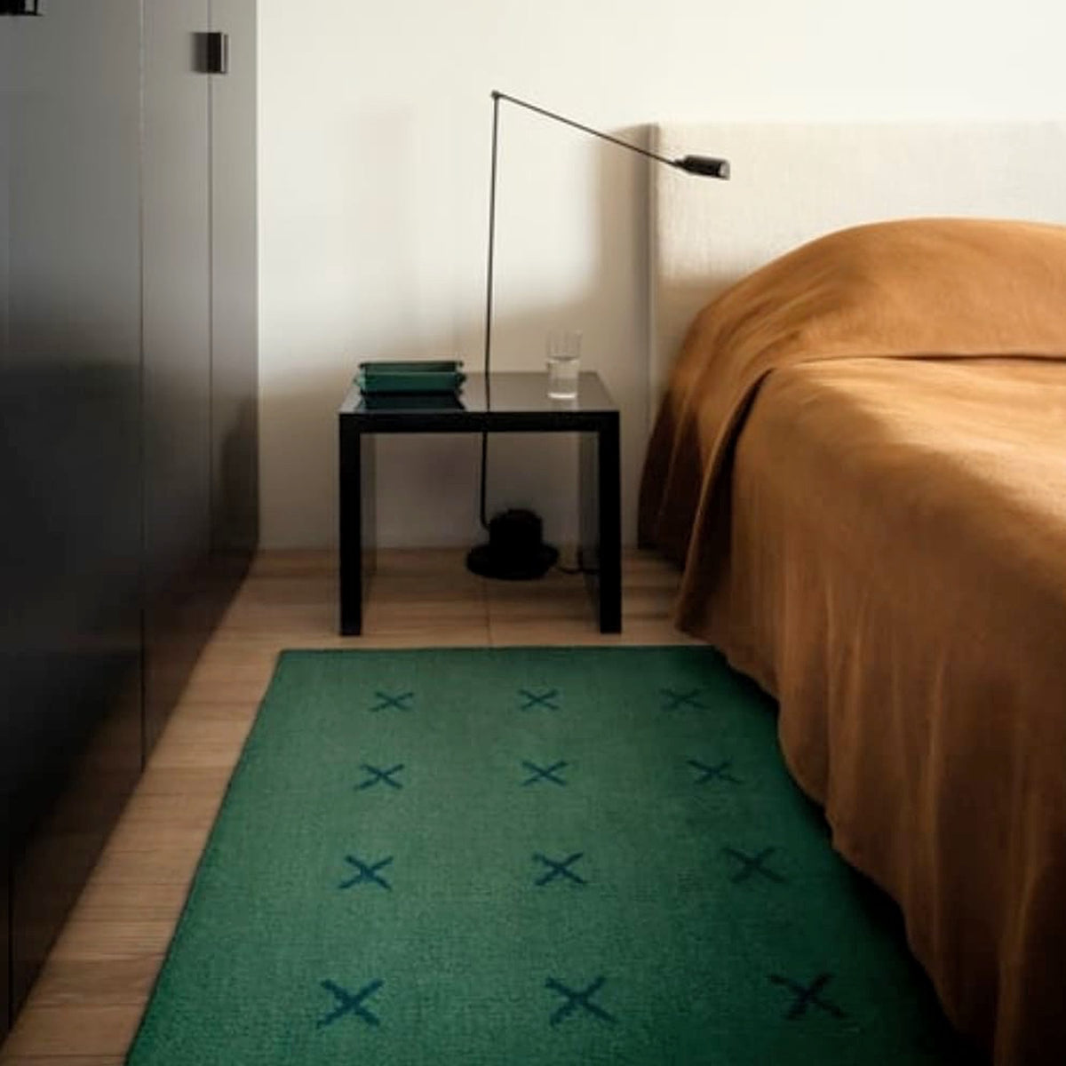 Tapis moderne géométrique pour salon, design scandinave, olive, rouille et rose