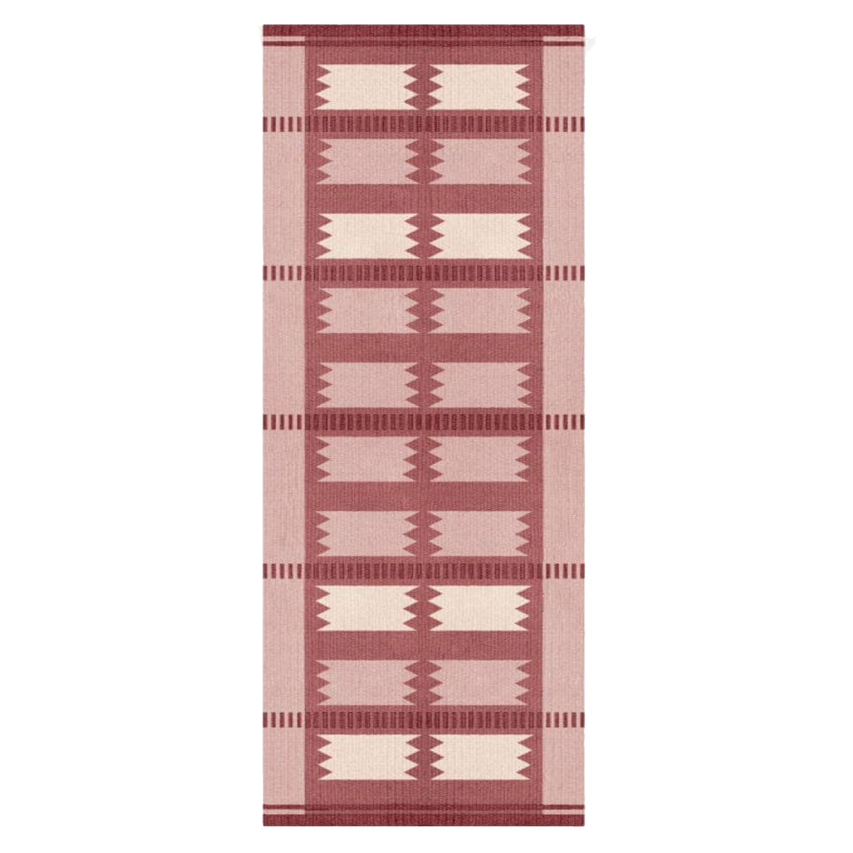 Scandinavian Wool Flatweave: Pink, Rust & Cream Geometric Handwoven Modern Area Rug with Runner Option