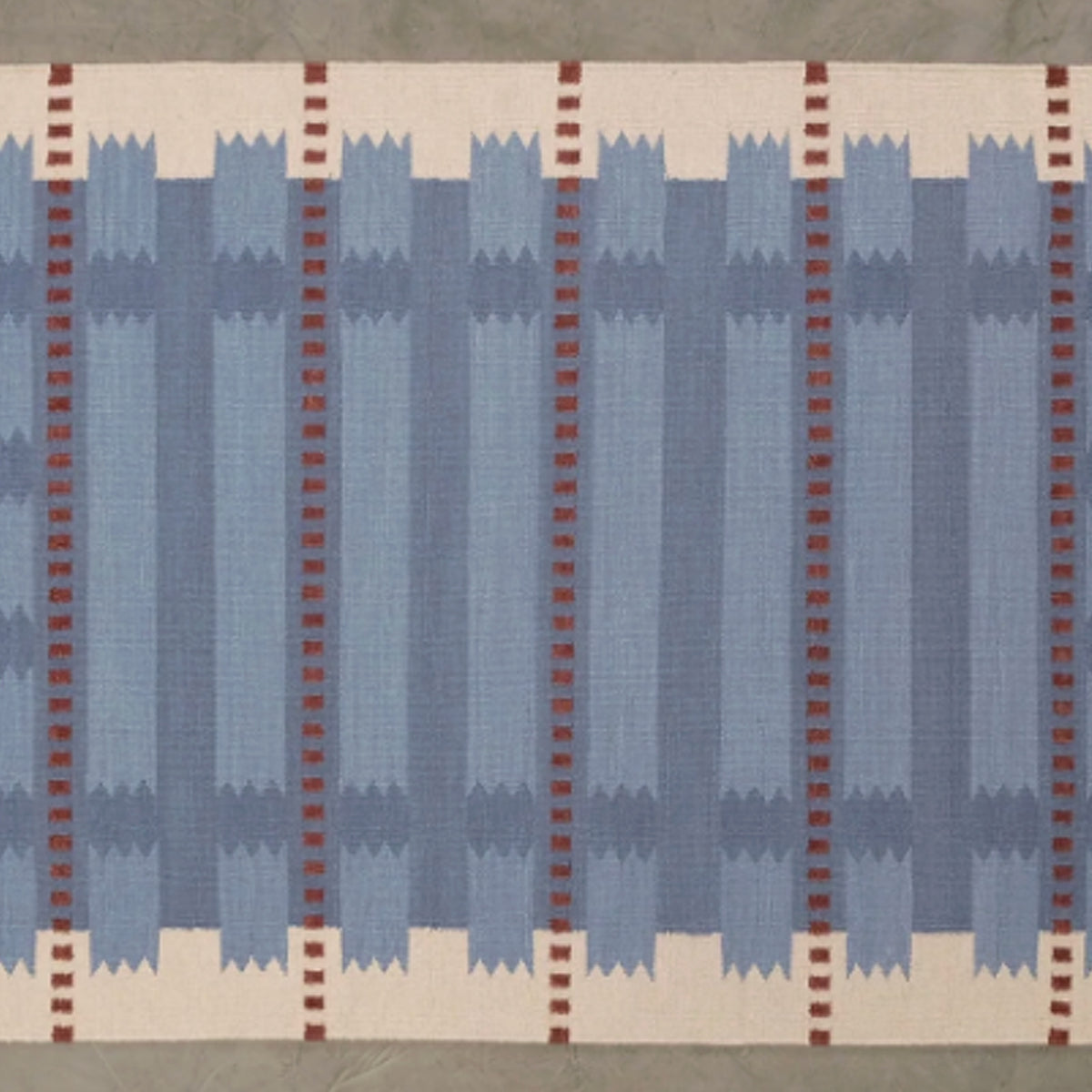 Blue Burgundy Cream Scandinavian Design Handwoven Wool Flat weave Geometric Modern Rug