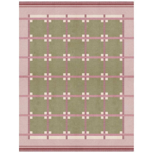 Rust & Pink Scandinavian Design Olive Geometric Modern Area Rug
