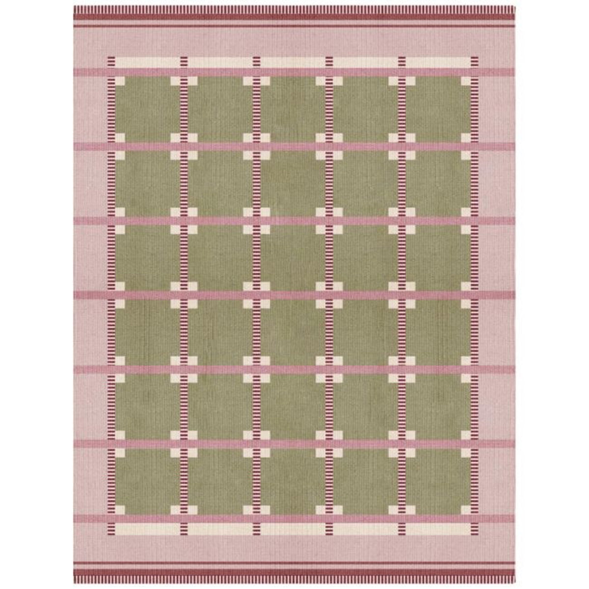 Scandinavian Design Olive, Rust & Pink Geometric Modern Area Rug for Living Room