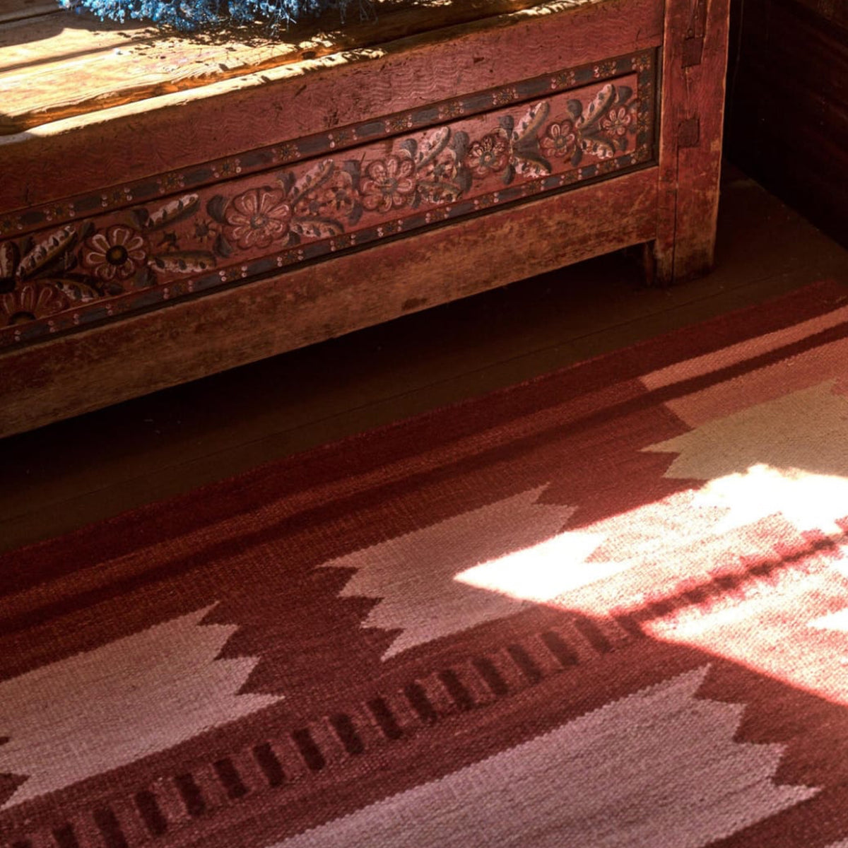 Scandinavian Pink, Rust Cream Geometric Wool Flatweave Handwoven Modern Runner. Custom Sizes Available