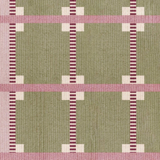 Olive Rust & Pink Scandinavian Design Runner. Geometric Modern Flat Weave