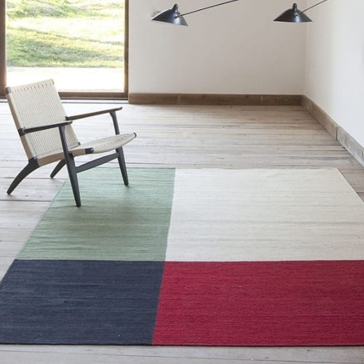 Tapis moderne géométrique pour salon, design scandinave, olive, rouille et rose
