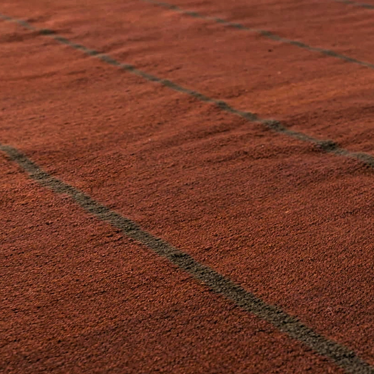 Handwoven Burgundy Brown Striped Minimalist Flat weave Wool Area Rug. Custom Sizes