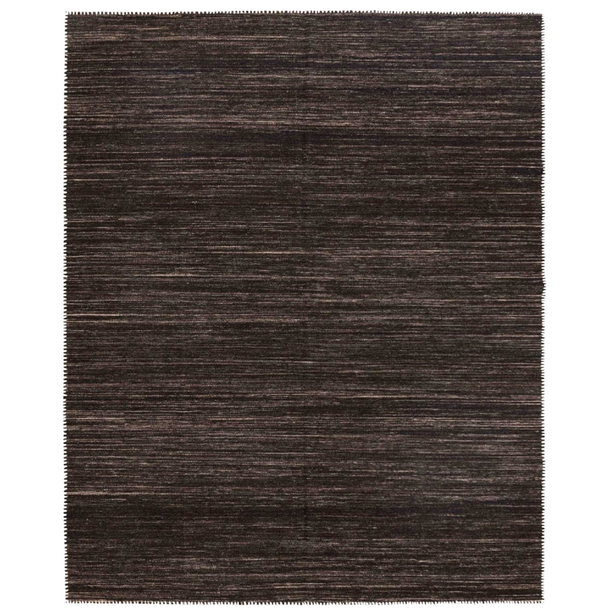 Dark Brown Natural Undyed Hand-spun Wool Flatweave Area Rug
