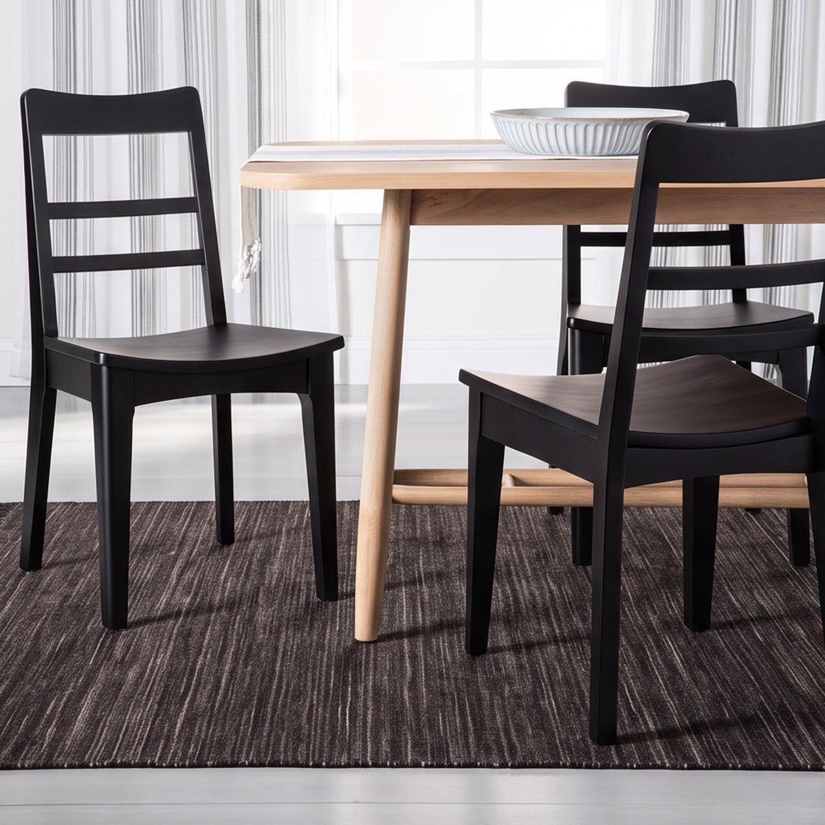 Dark Brown Natural Undyed Hand-spun Wool Flatweave Area Rug