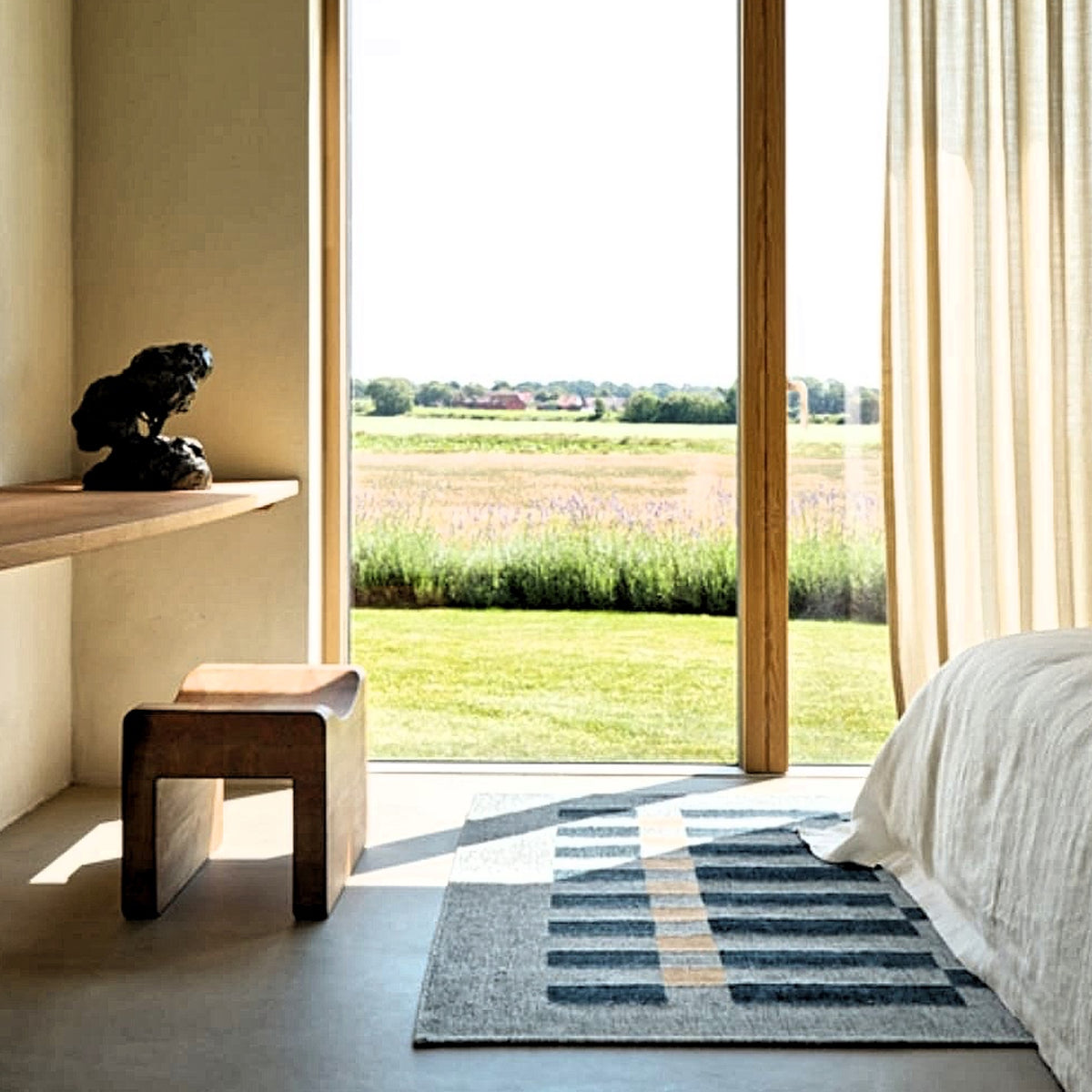 Tapis moderne géométrique pour salon, design scandinave, olive, rouille et rose