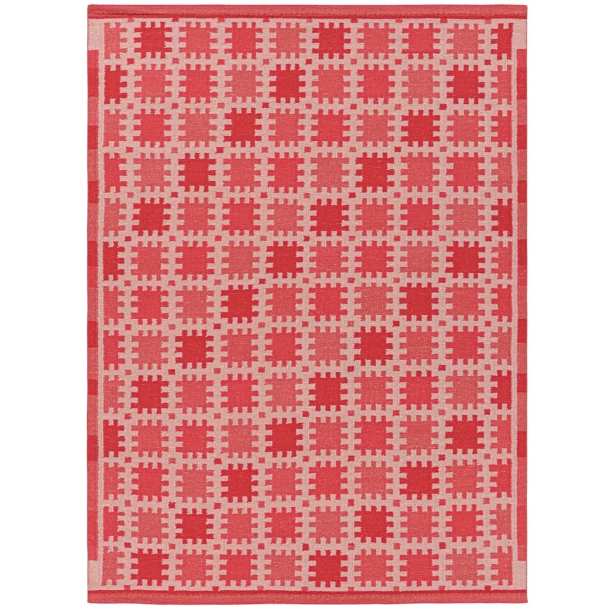 Red and Pink Handwoven Wool Area Rug