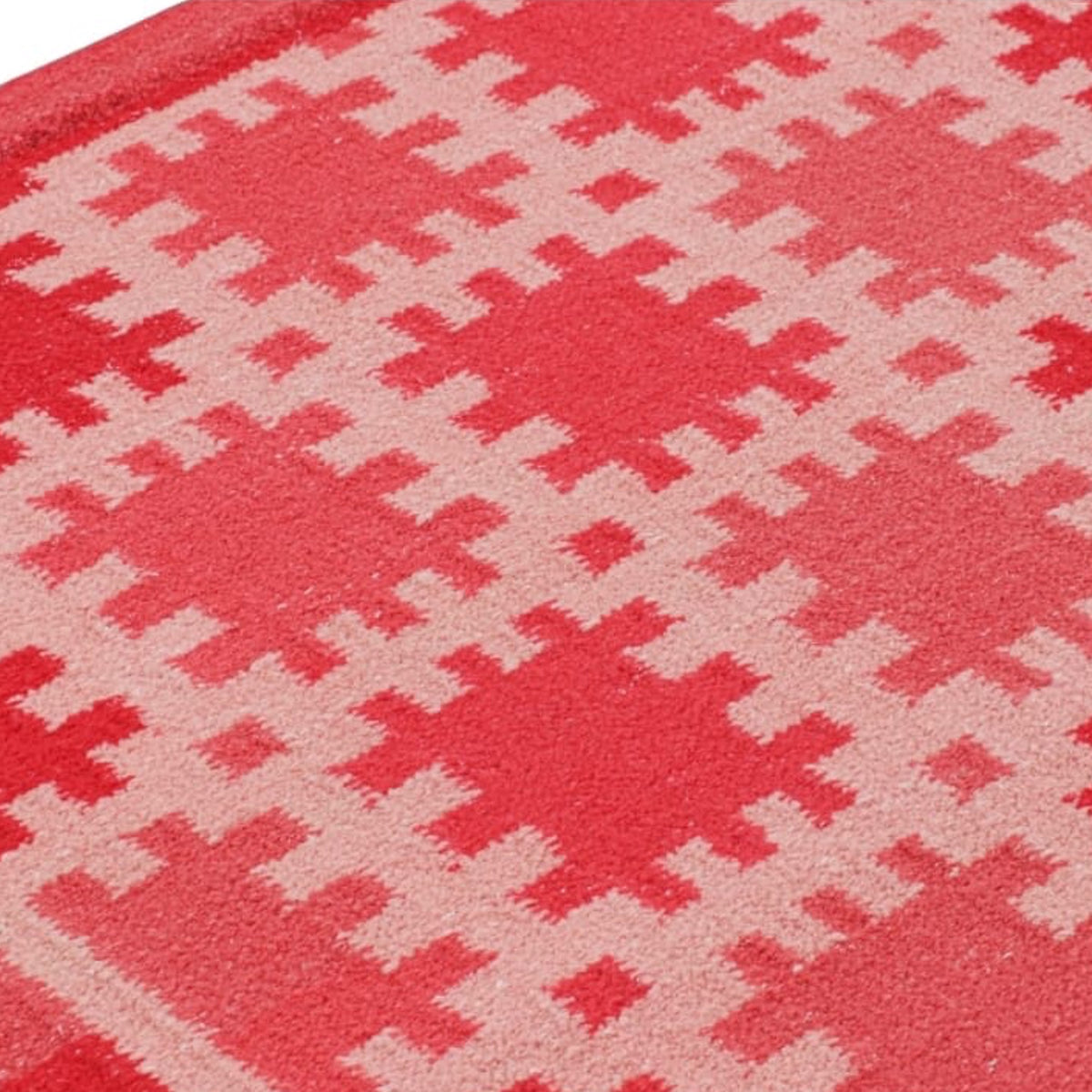 Handwoven Wool Kilim Rug: Pink Coral Terracotta Multicolor Geometric Scandinavian Design