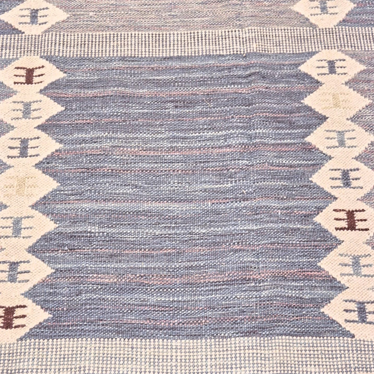 Scandinavian Wool Light Blue Beige Geometric Flatweave Area Rug. Custom sizes available.