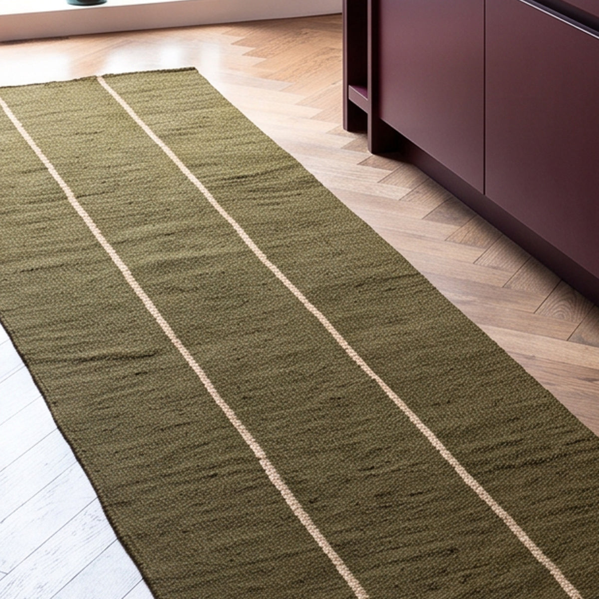 Tapis moderne géométrique pour salon, design scandinave, olive, rouille et rose