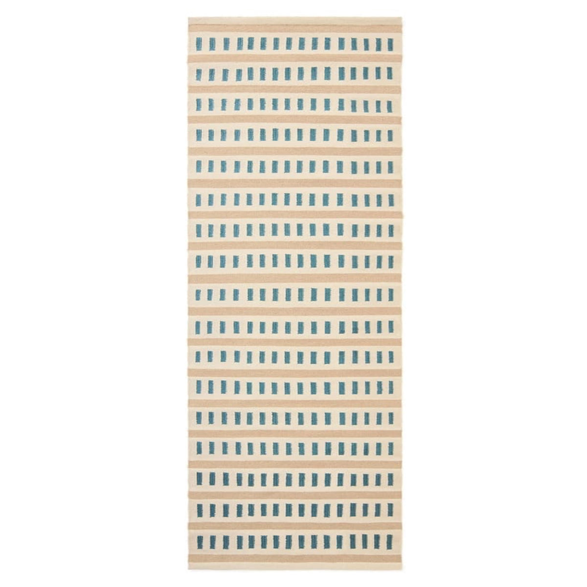 Teal Beige Cream Handwoven Wool Rug