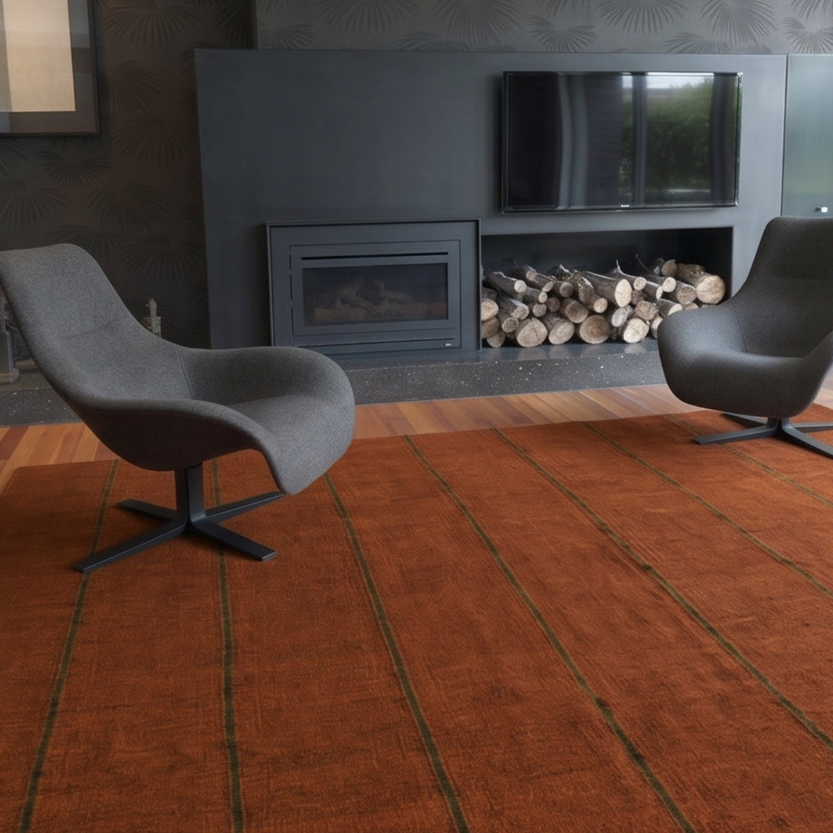 Tapis moderne géométrique pour salon, design scandinave, olive, rouille et rose
